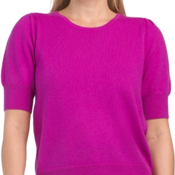 RACHEL ZOE Merino Wool Elbow Sleeve Crew Neck Sweater With Puff Sleeves size XL - Picture 4 of 4